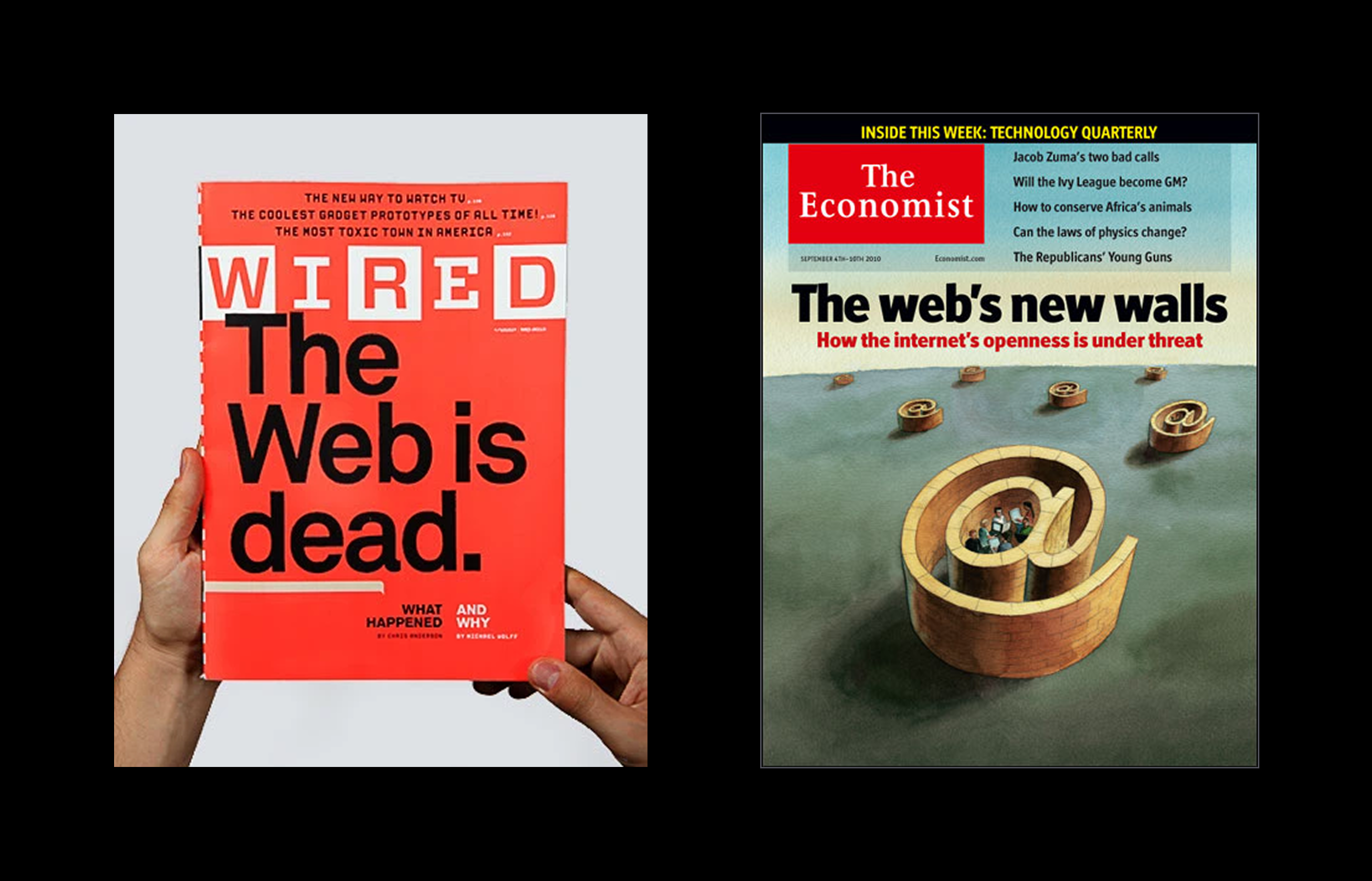 Wired magazine cover from 2010 which declared that THE WEB IS DEAD.